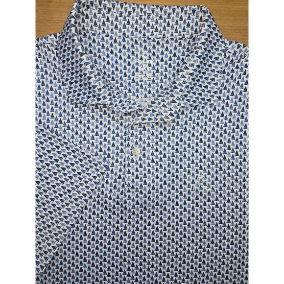 Rhoback Blue and White Patterned Polo Shirt - Picture 3 of 7